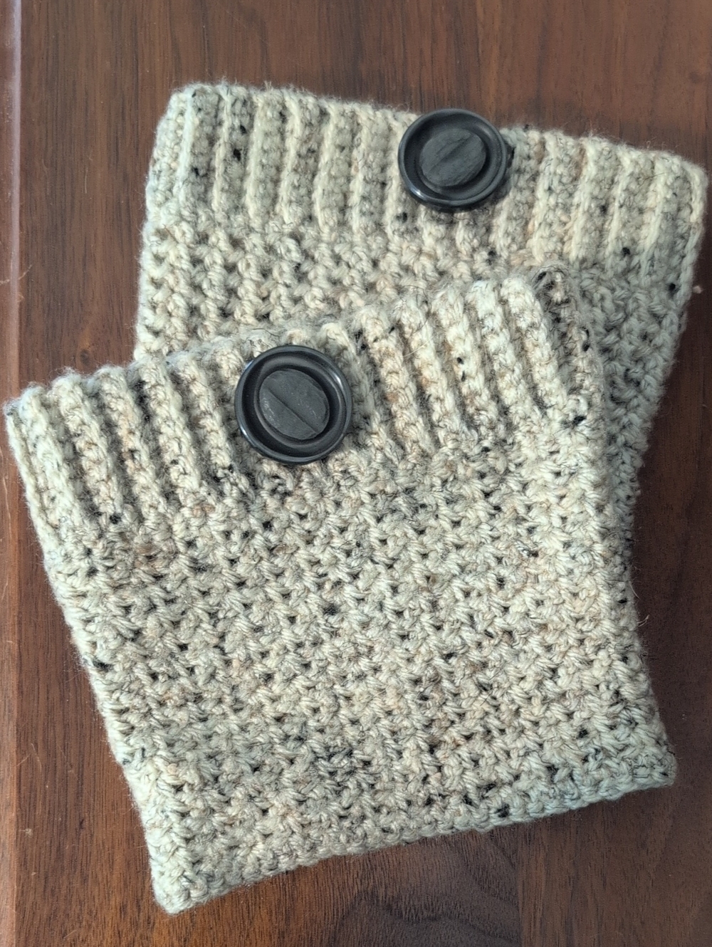 Handmade Cream Knit Boot Cuffs with Button Accent